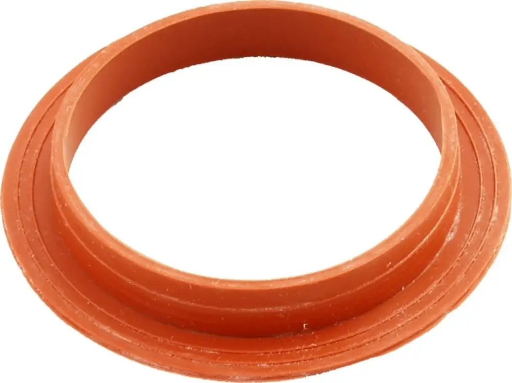 Dichtung in orange für Revisionsdeckel eines Abgasrohrs, geeignet für Produkte der Marke Wolf, mit glatter Oberfläche und ringförmiger Form.